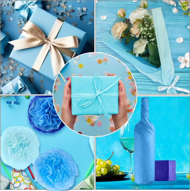 PLULON 60 Sheets Light Blue Tissue Paper Bulk, Gift Wrapping Tissue Paper for Packaging 14 x 20 Inch Art Crafts for Gift Bags Decorative Floral Wedding Birthday Party Decor - Image 4